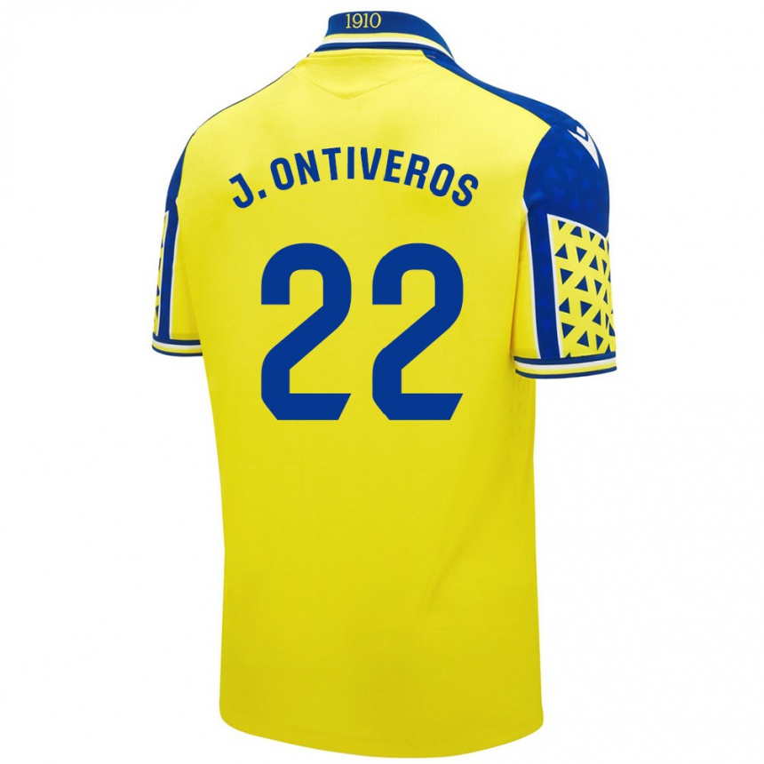 Kinder Fußball Javi Ontiveros #22 Gelb Blau Heimtrikot Trikot 2024/25 T-Shirt Luxemburg