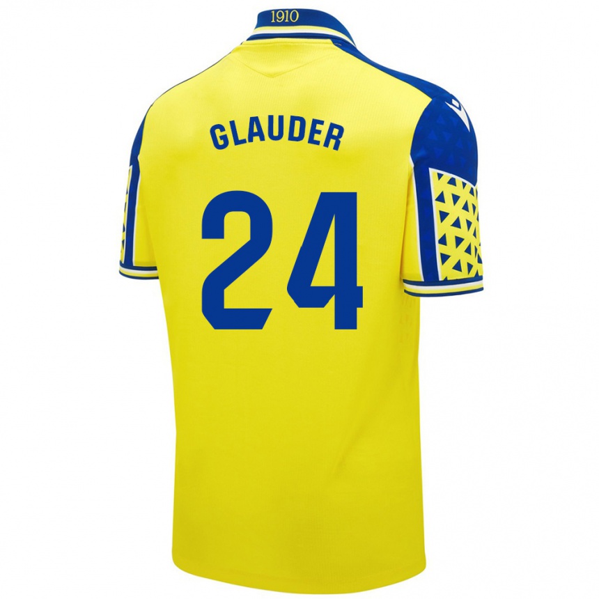 Kinder Fußball Cristian Glauder #24 Gelb Blau Heimtrikot Trikot 2024/25 T-Shirt Luxemburg