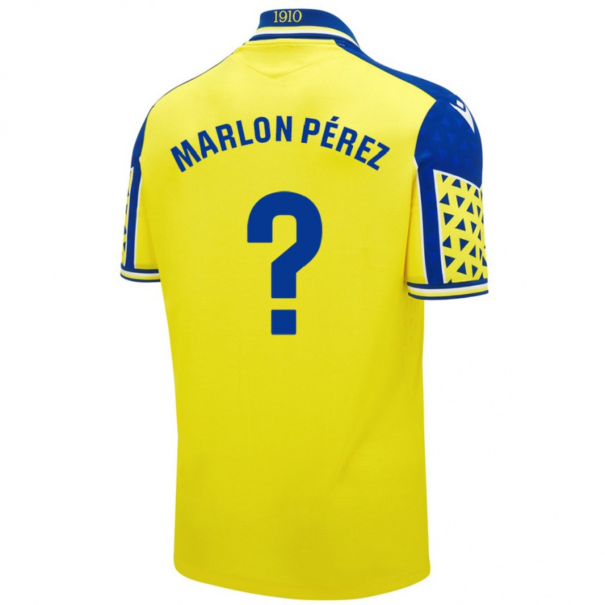 Kinder Fußball Marlon Pérez #0 Gelb Blau Heimtrikot Trikot 2024/25 T-Shirt Luxemburg