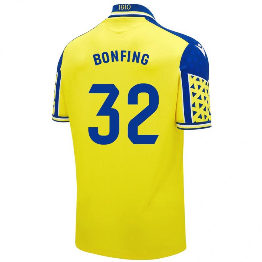 Kinder Fußball Boubacar Bonfing #32 Gelb Blau Heimtrikot Trikot 2024/25 T-Shirt Luxemburg