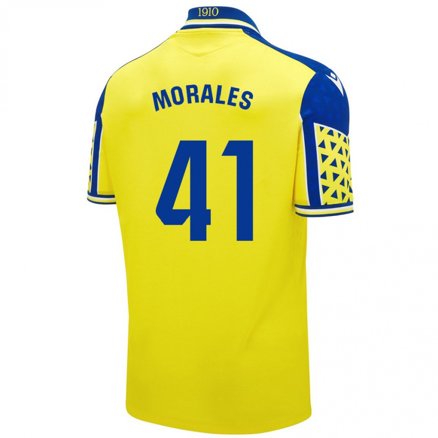 Kinder Fußball Luis Morales #41 Gelb Blau Heimtrikot Trikot 2024/25 T-Shirt Luxemburg