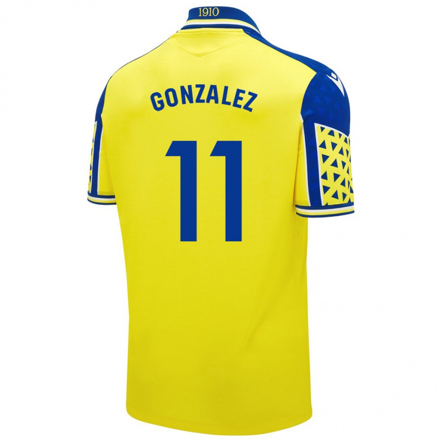 Kinder Fußball Chus González #11 Gelb Blau Heimtrikot Trikot 2024/25 T-Shirt Luxemburg