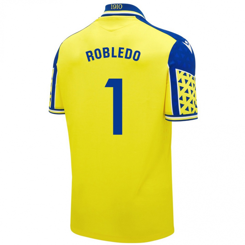 Kinder Fußball Robledo #1 Gelb Blau Heimtrikot Trikot 2024/25 T-Shirt Luxemburg