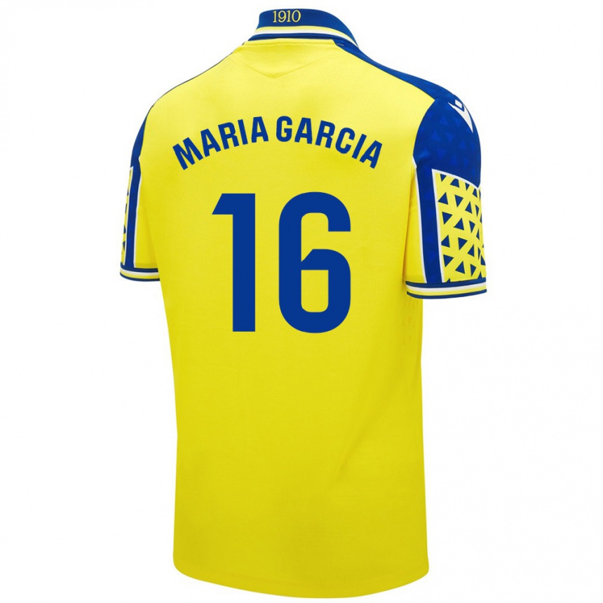 Kinder Fußball Maria García Fernández #16 Gelb Blau Heimtrikot Trikot 2024/25 T-Shirt Luxemburg