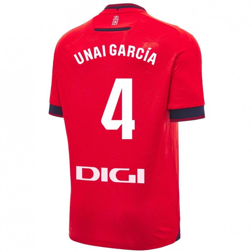 Kinder Fußball Unai García #4 Rot Weiß Heimtrikot Trikot 2024/25 T-Shirt Luxemburg