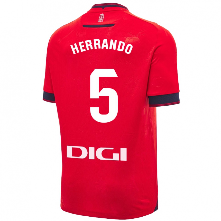 Kinder Fußball Jorge Herrando #5 Rot Weiß Heimtrikot Trikot 2024/25 T-Shirt Luxemburg