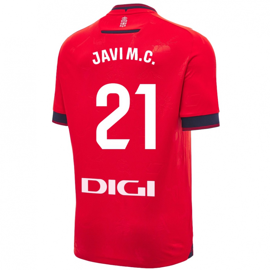 Kinder Fußball Javi Martínez #21 Rot Weiß Heimtrikot Trikot 2024/25 T-Shirt Luxemburg