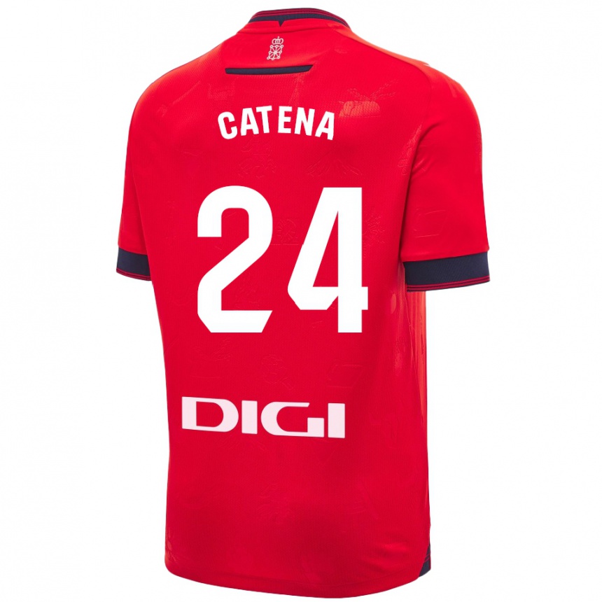 Kinder Fußball Alejandro Catena #24 Rot Weiß Heimtrikot Trikot 2024/25 T-Shirt Luxemburg