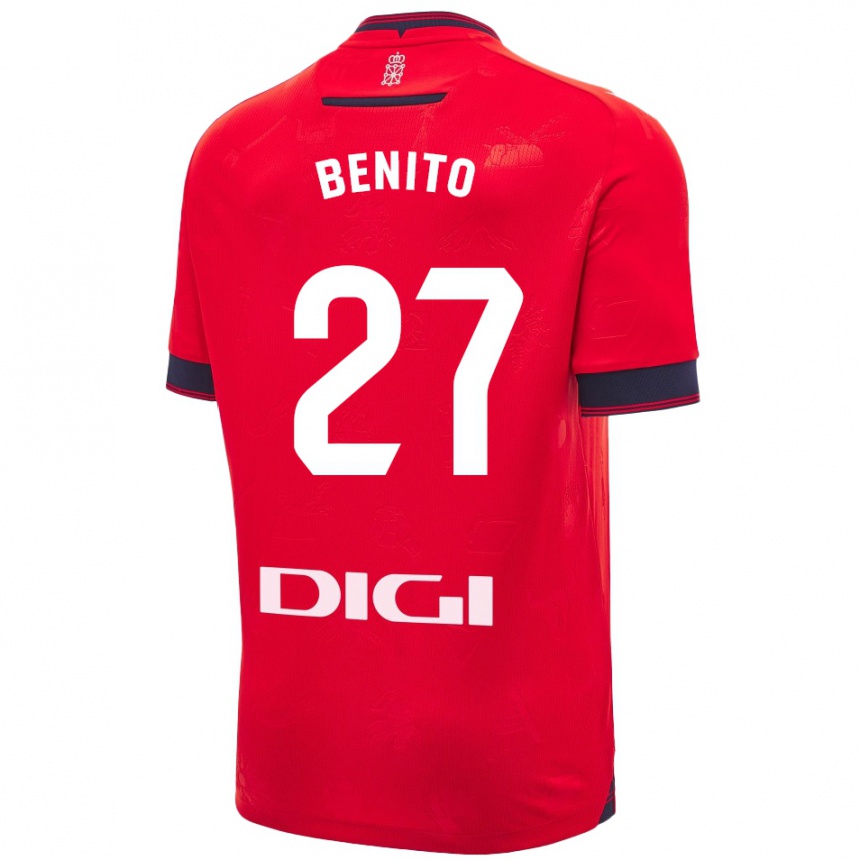 Kinder Fußball Iker Benito #27 Rot Weiß Heimtrikot Trikot 2024/25 T-Shirt Luxemburg