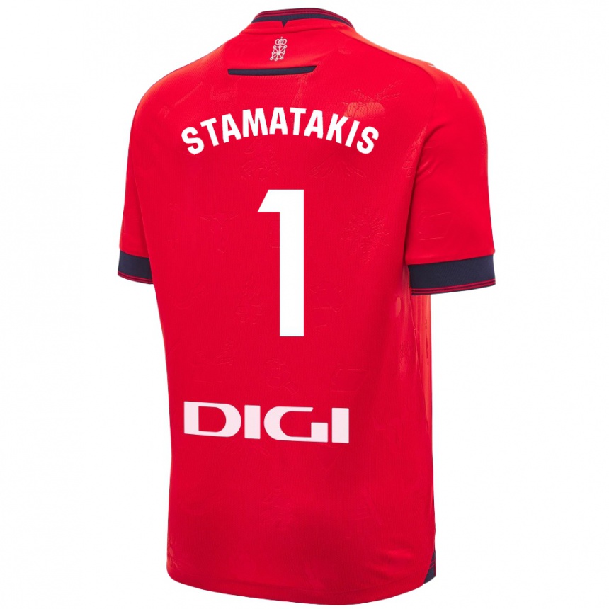 Kinder Fußball Dimitrios Stamatakis #1 Rot Weiß Heimtrikot Trikot 2024/25 T-Shirt Luxemburg