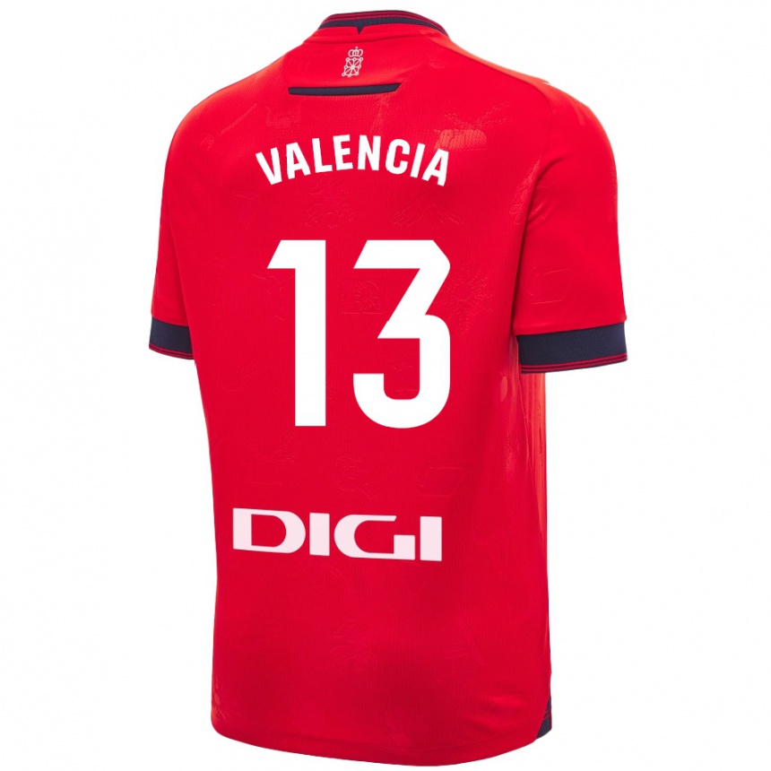 Kinder Fußball Pablo Valencia #13 Rot Weiß Heimtrikot Trikot 2024/25 T-Shirt Luxemburg