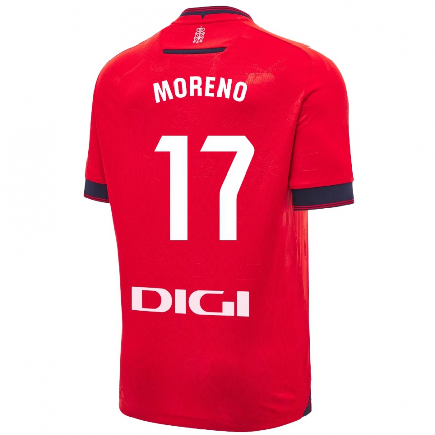 Kinder Fußball Pablo Moreno #17 Rot Weiß Heimtrikot Trikot 2024/25 T-Shirt Luxemburg