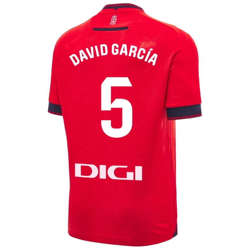 Kinder Fußball David García #5 Rot Weiß Heimtrikot Trikot 2024/25 T-Shirt Luxemburg