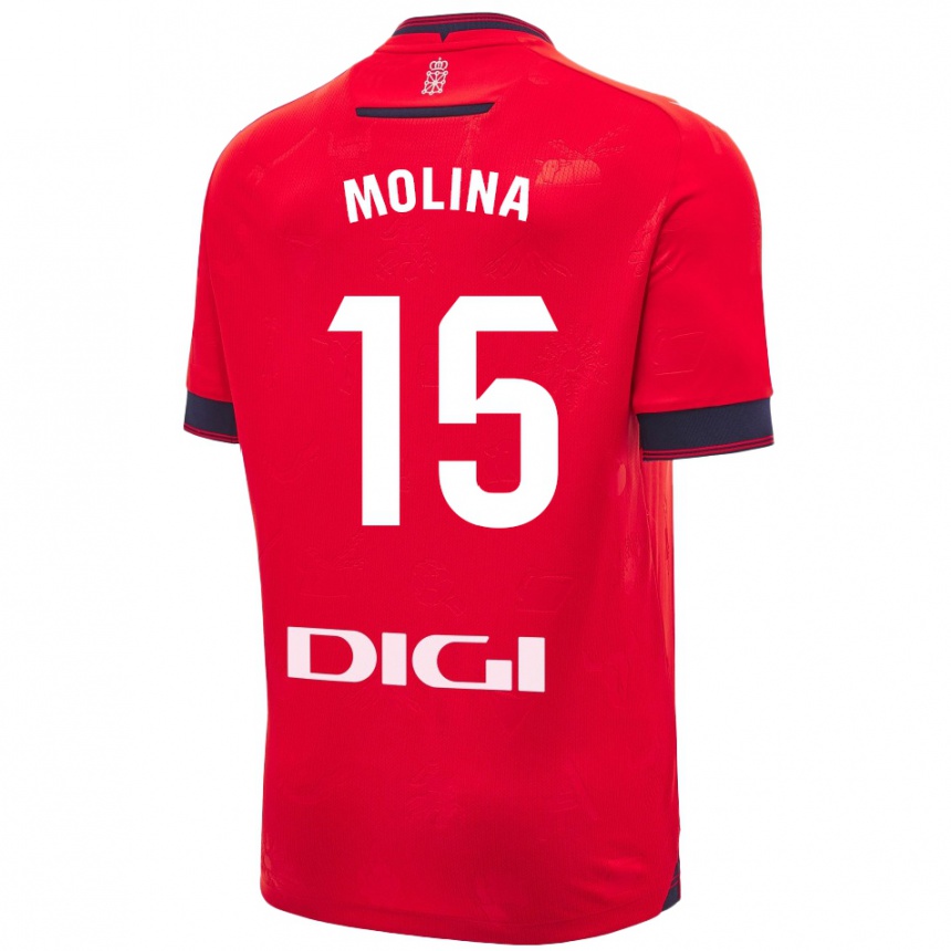 Kinder Fußball Guillem Molina #15 Rot Weiß Heimtrikot Trikot 2024/25 T-Shirt Luxemburg