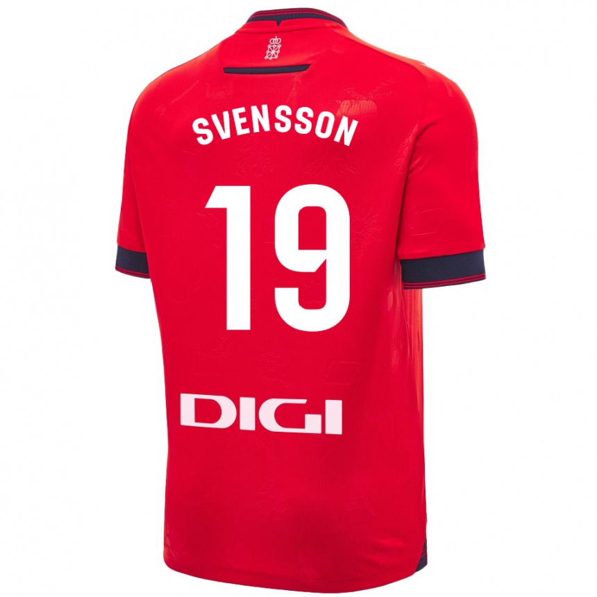 Kinder Fußball Max Svensson #19 Rot Weiß Heimtrikot Trikot 2024/25 T-Shirt Luxemburg