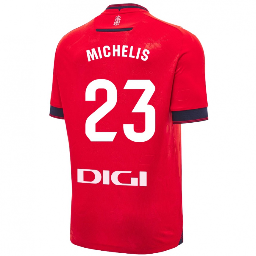 Kinder Fußball Nikolaos Michelis #23 Rot Weiß Heimtrikot Trikot 2024/25 T-Shirt Luxemburg