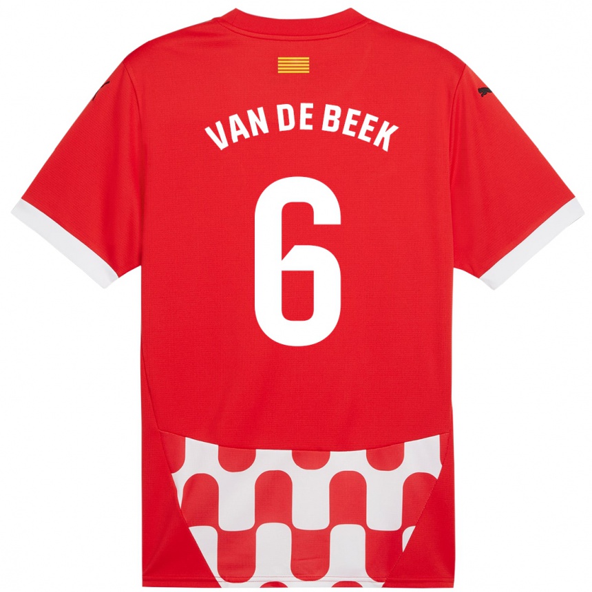 Kinder Fußball Donny Van De Beek #6 Rot Weiß Heimtrikot Trikot 2024/25 T-Shirt Luxemburg