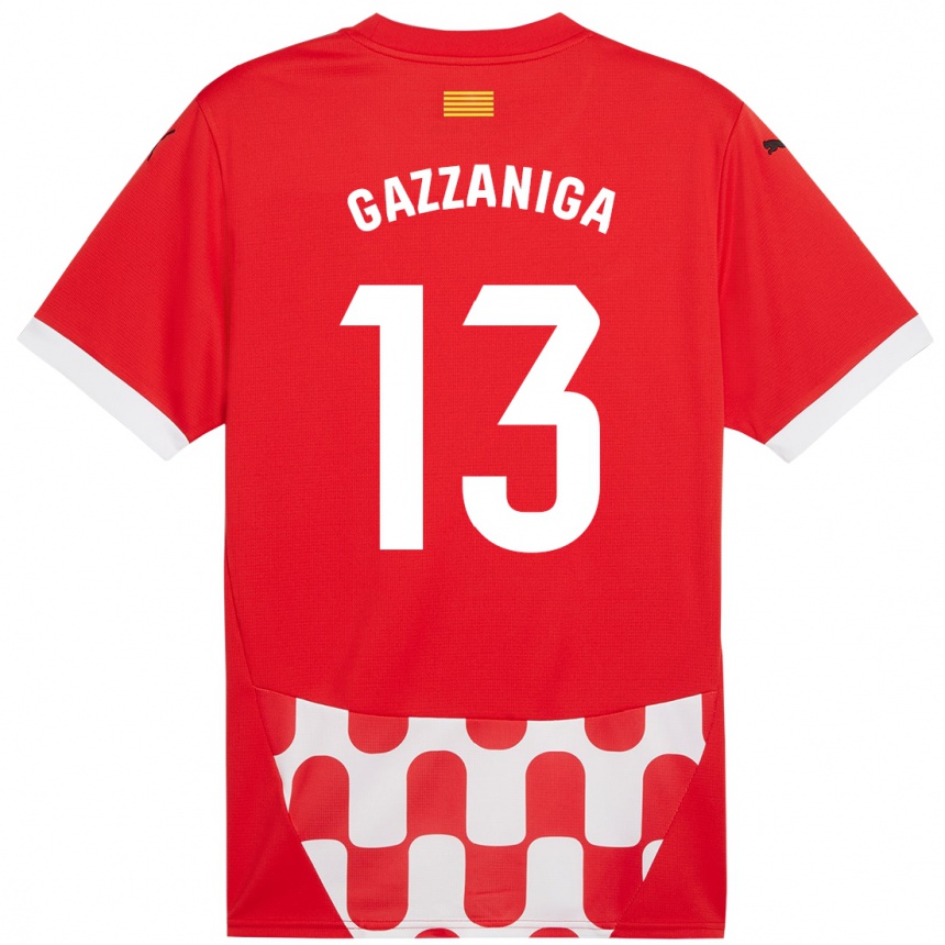 Kinder Fußball Paulo Gazzaniga #13 Rot Weiß Heimtrikot Trikot 2024/25 T-Shirt Luxemburg