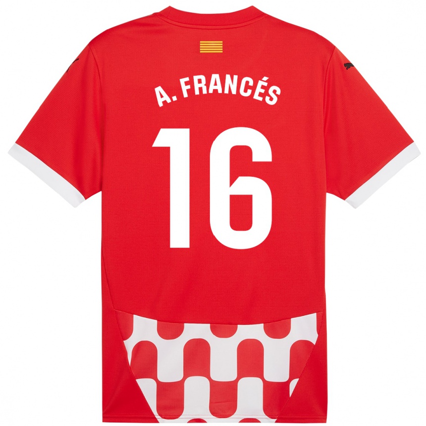 Kinder Fußball Alejandro Francés #16 Rot Weiß Heimtrikot Trikot 2024/25 T-Shirt Luxemburg