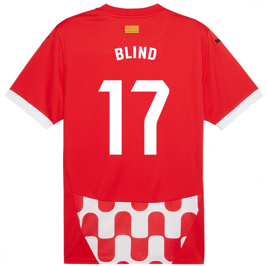 Kinder Fußball Daley Blind #17 Rot Weiß Heimtrikot Trikot 2024/25 T-Shirt Luxemburg