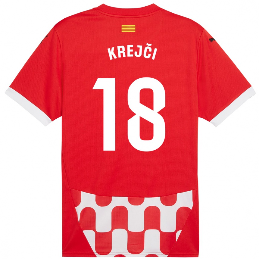 Kinder Fußball Ladislav Krejci #18 Rot Weiß Heimtrikot Trikot 2024/25 T-Shirt Luxemburg