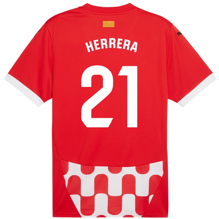 Kinder Fußball Yangel Herrera #21 Rot Weiß Heimtrikot Trikot 2024/25 T-Shirt Luxemburg