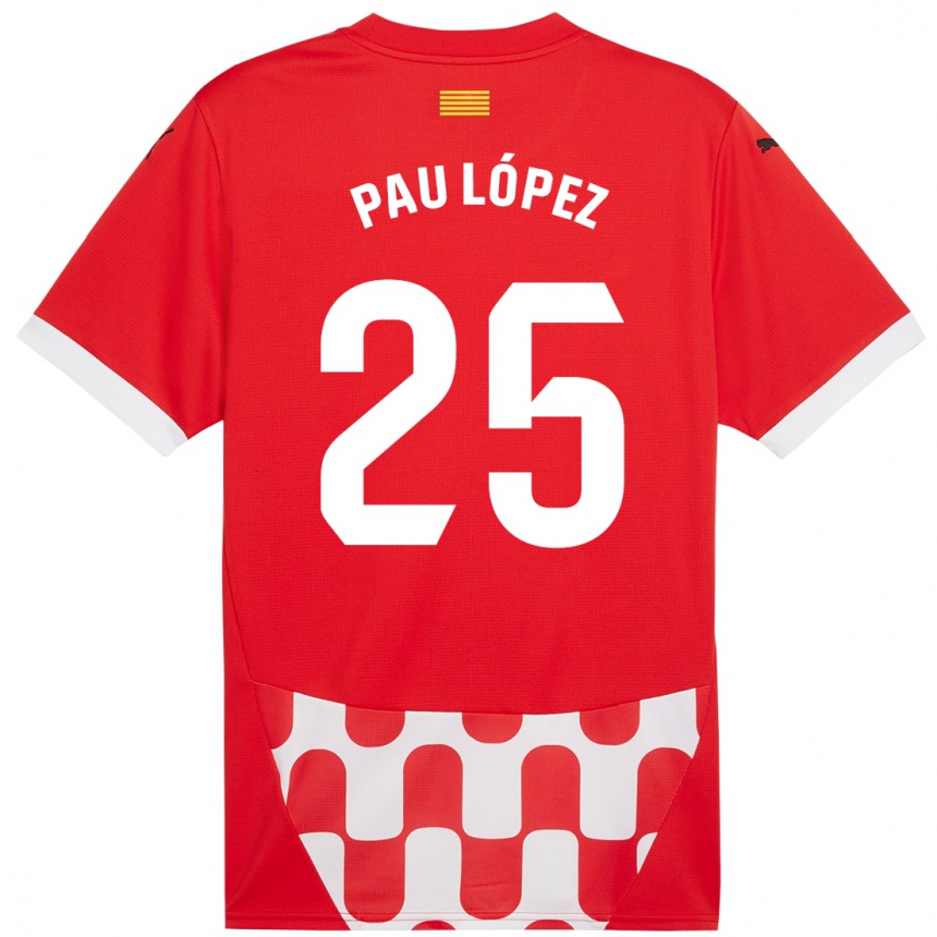 Kinder Fußball Pau Lopez #25 Rot Weiß Heimtrikot Trikot 2024/25 T-Shirt Luxemburg