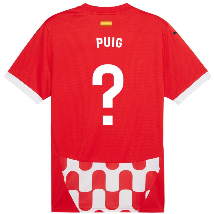 Kinder Fußball Sergi Puig #0 Rot Weiß Heimtrikot Trikot 2024/25 T-Shirt Luxemburg