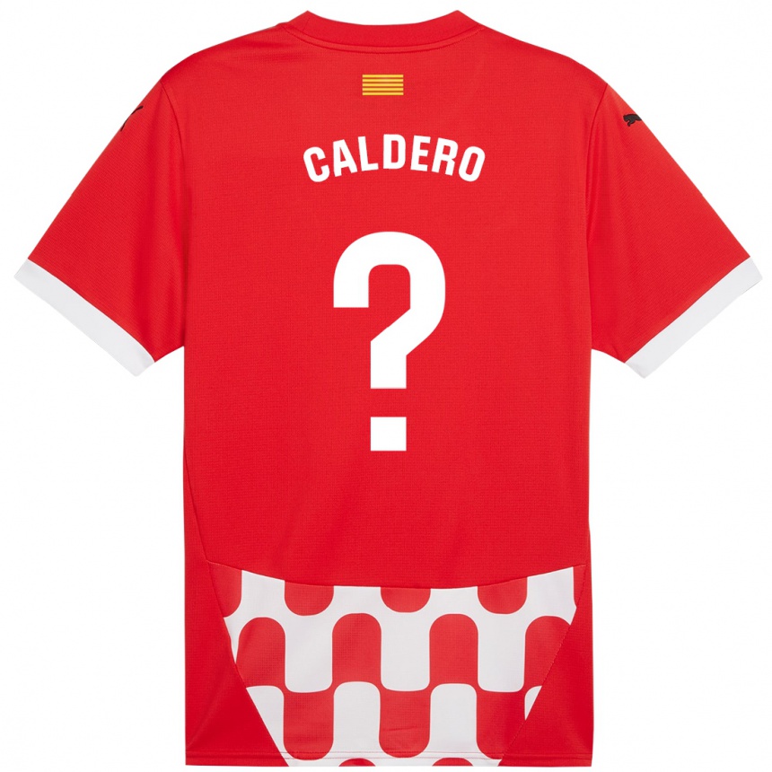 Kinder Fußball Nil Caldero #0 Rot Weiß Heimtrikot Trikot 2024/25 T-Shirt Luxemburg