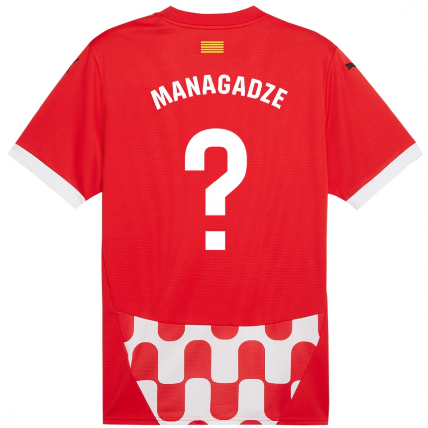 Kinder Fußball Luka Managadze #0 Rot Weiß Heimtrikot Trikot 2024/25 T-Shirt Luxemburg