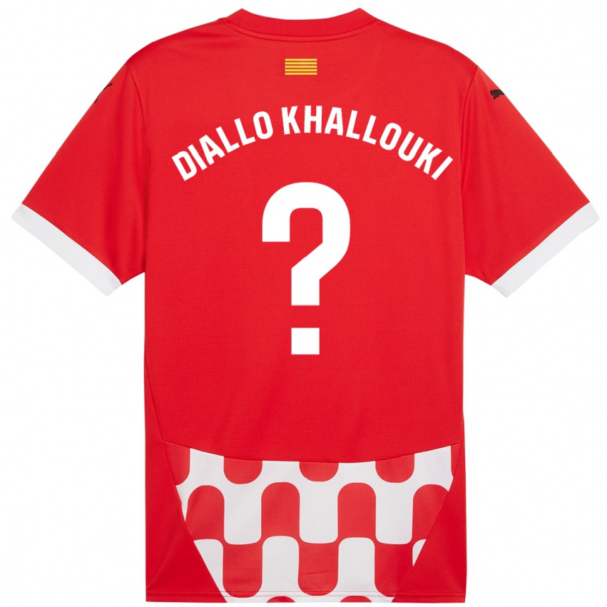 Kinder Fußball Siaka Diallo Khallouki #0 Rot Weiß Heimtrikot Trikot 2024/25 T-Shirt Luxemburg