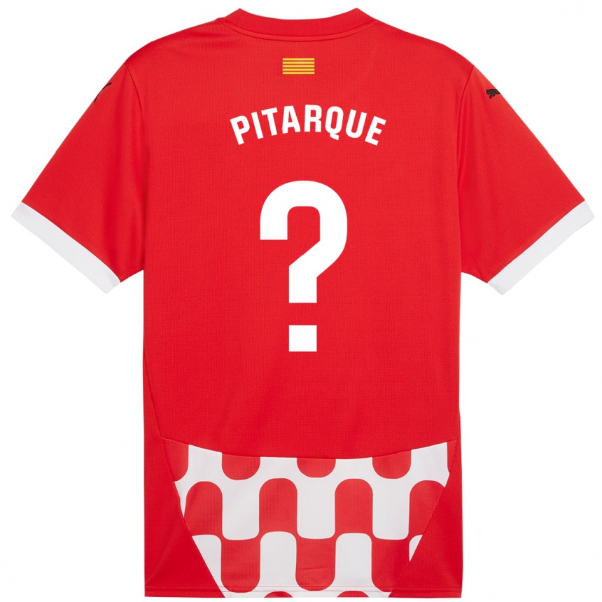 Kinder Fußball Víctor Pitarque #0 Rot Weiß Heimtrikot Trikot 2024/25 T-Shirt Luxemburg