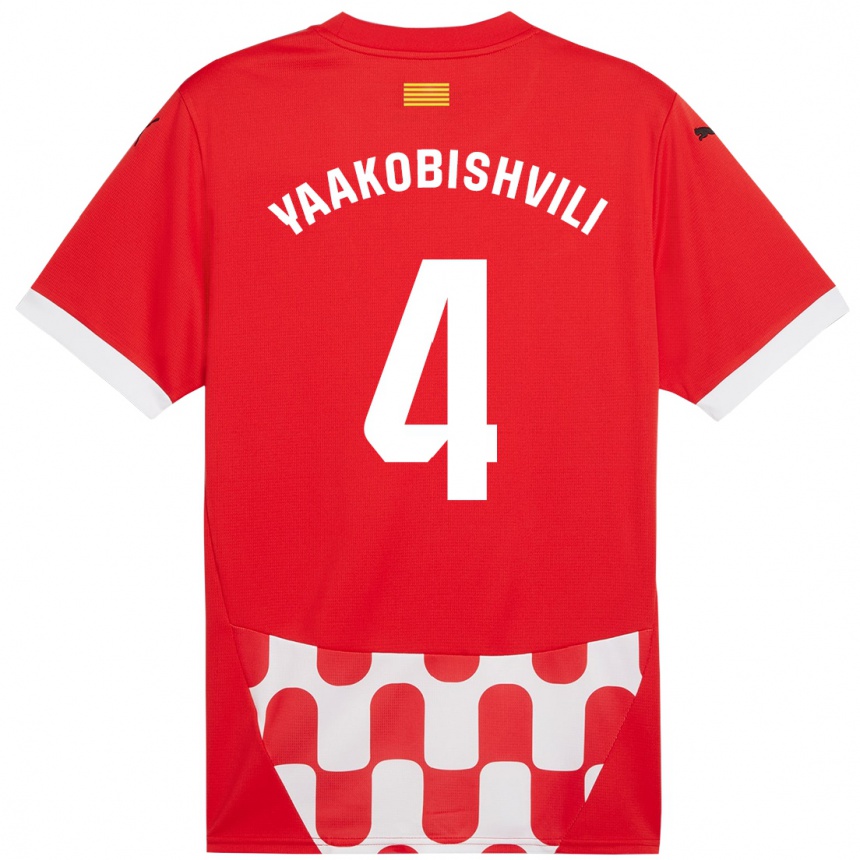 Kinder Fußball Antal Yaakobishvili #4 Rot Weiß Heimtrikot Trikot 2024/25 T-Shirt Luxemburg