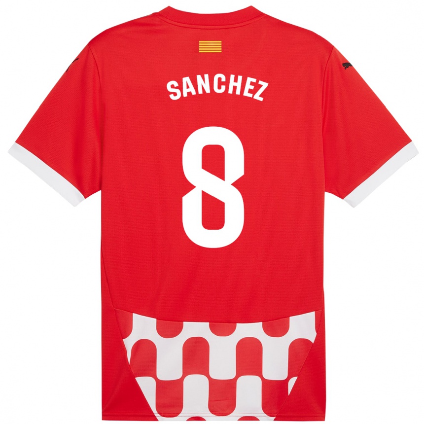 Kinder Fußball Miguel Ángel Sánchez #8 Rot Weiß Heimtrikot Trikot 2024/25 T-Shirt Luxemburg