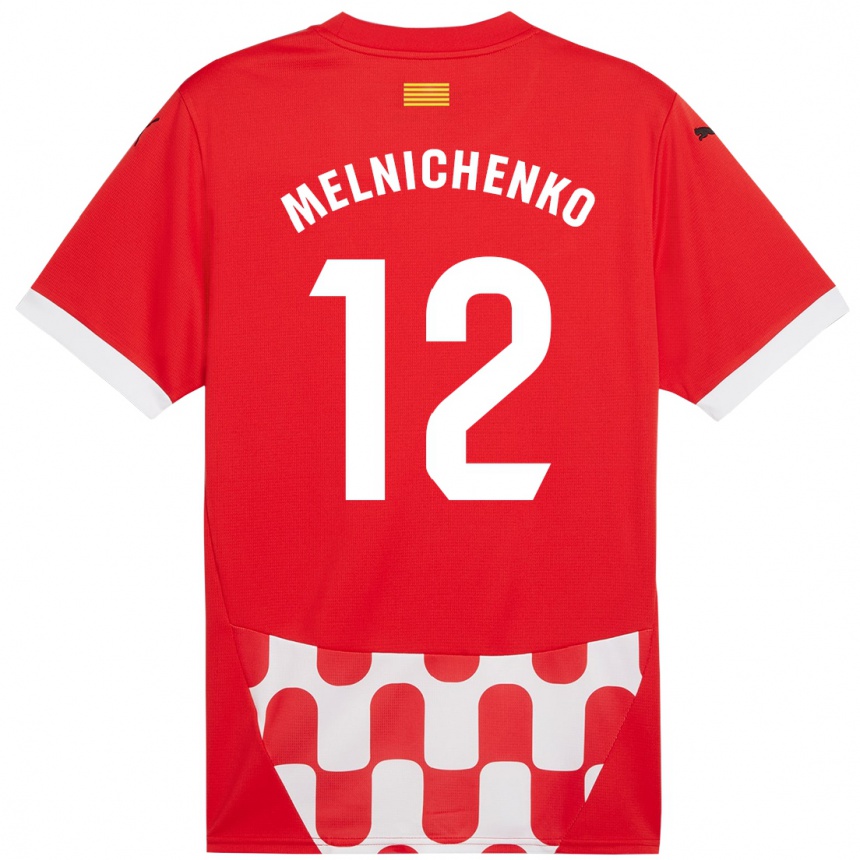 Kinder Fußball Dmytro Melnichenko #12 Rot Weiß Heimtrikot Trikot 2024/25 T-Shirt Luxemburg