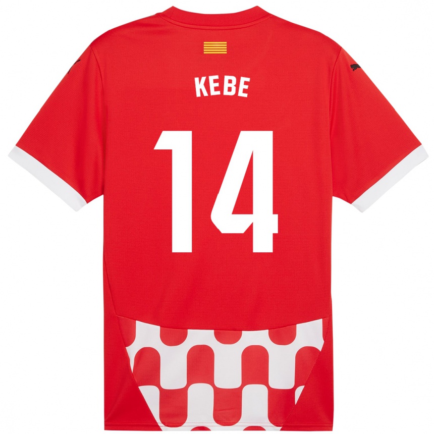 Kinder Fußball Moussa Kébé #14 Rot Weiß Heimtrikot Trikot 2024/25 T-Shirt Luxemburg