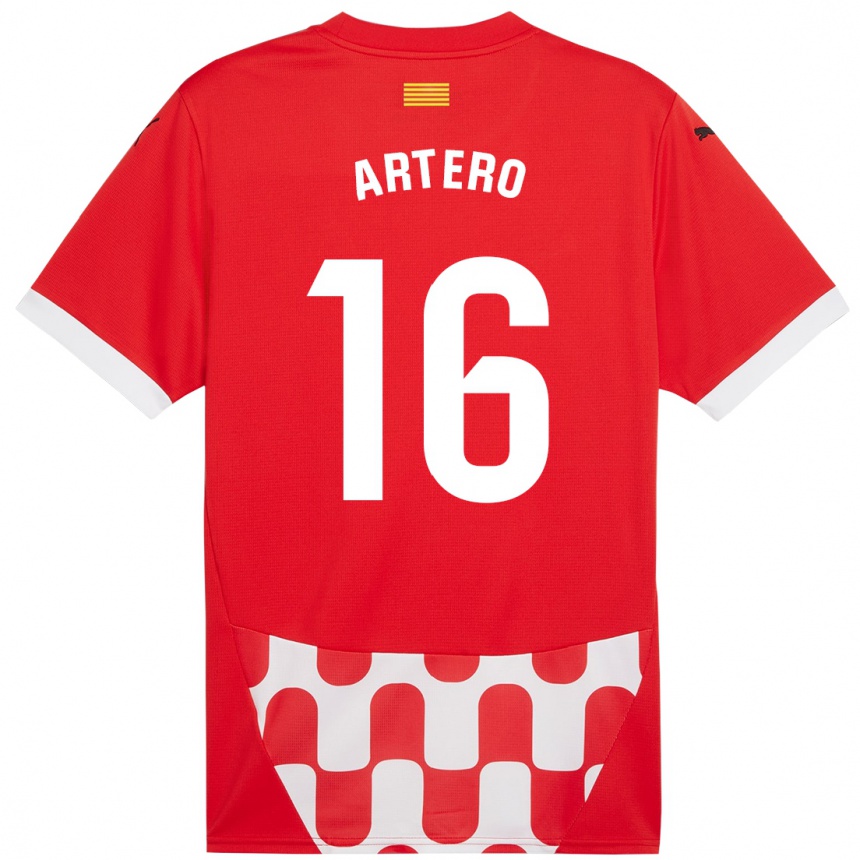 Kinder Fußball Ricard Artero #16 Rot Weiß Heimtrikot Trikot 2024/25 T-Shirt Luxemburg