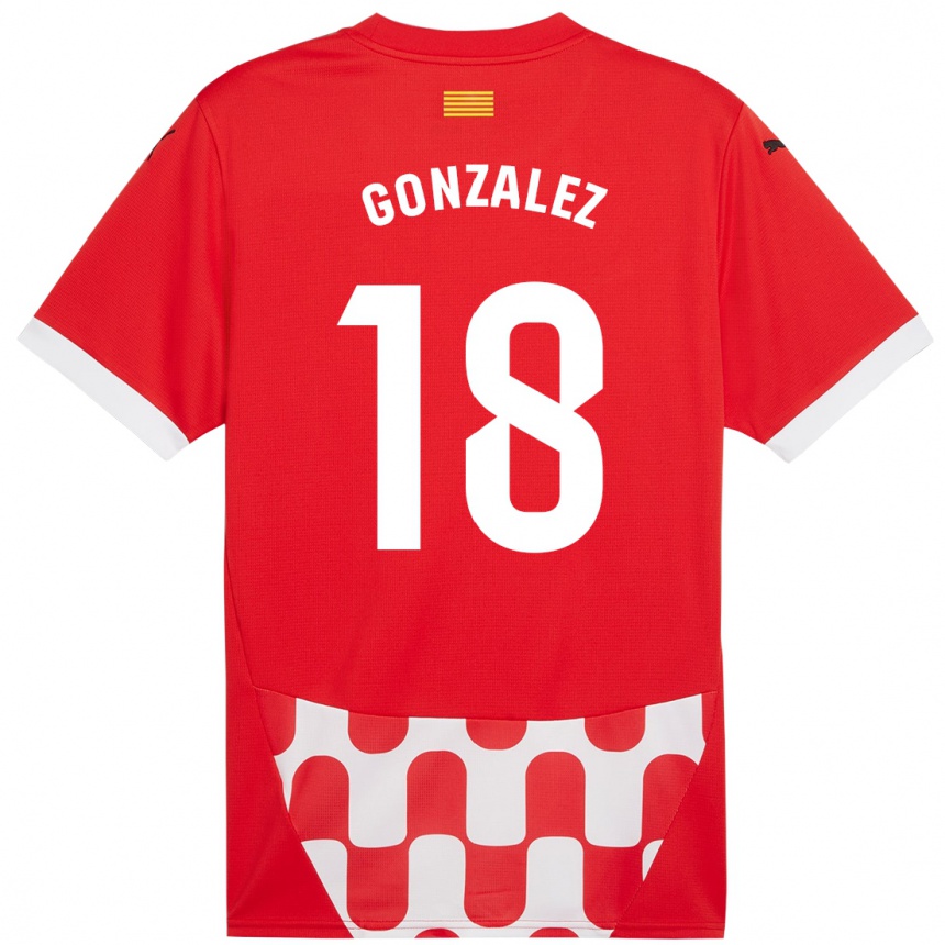 Kinder Fußball Gerard Gonzalez #18 Rot Weiß Heimtrikot Trikot 2024/25 T-Shirt Luxemburg