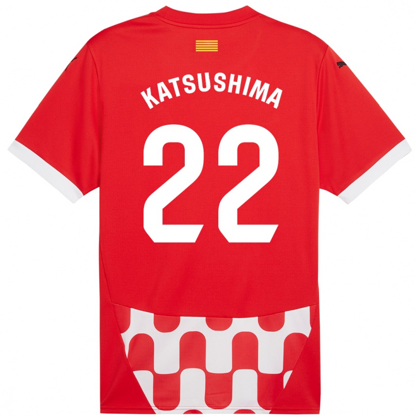 Kinder Fußball Shinnosuke Katsushima #22 Rot Weiß Heimtrikot Trikot 2024/25 T-Shirt Luxemburg