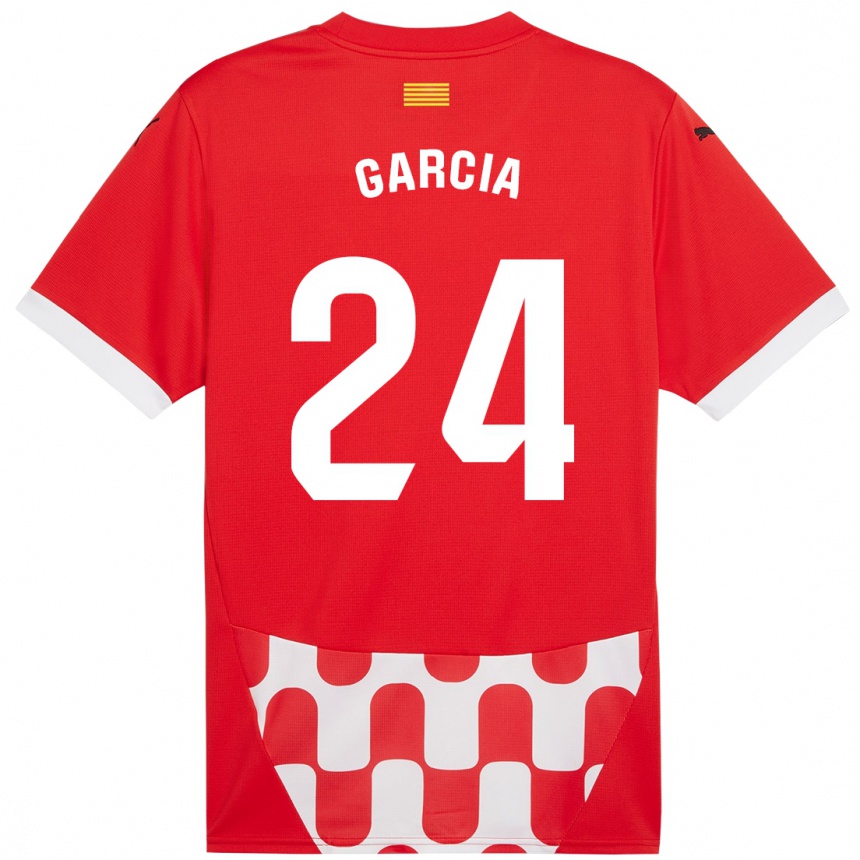 Kinder Fußball Borja García #24 Rot Weiß Heimtrikot Trikot 2024/25 T-Shirt Luxemburg