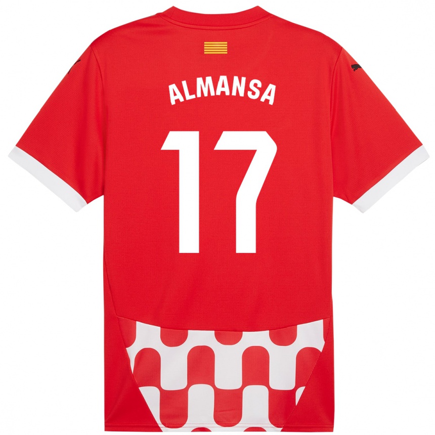 Kinder Fußball Alex Almansa #17 Rot Weiß Heimtrikot Trikot 2024/25 T-Shirt Luxemburg