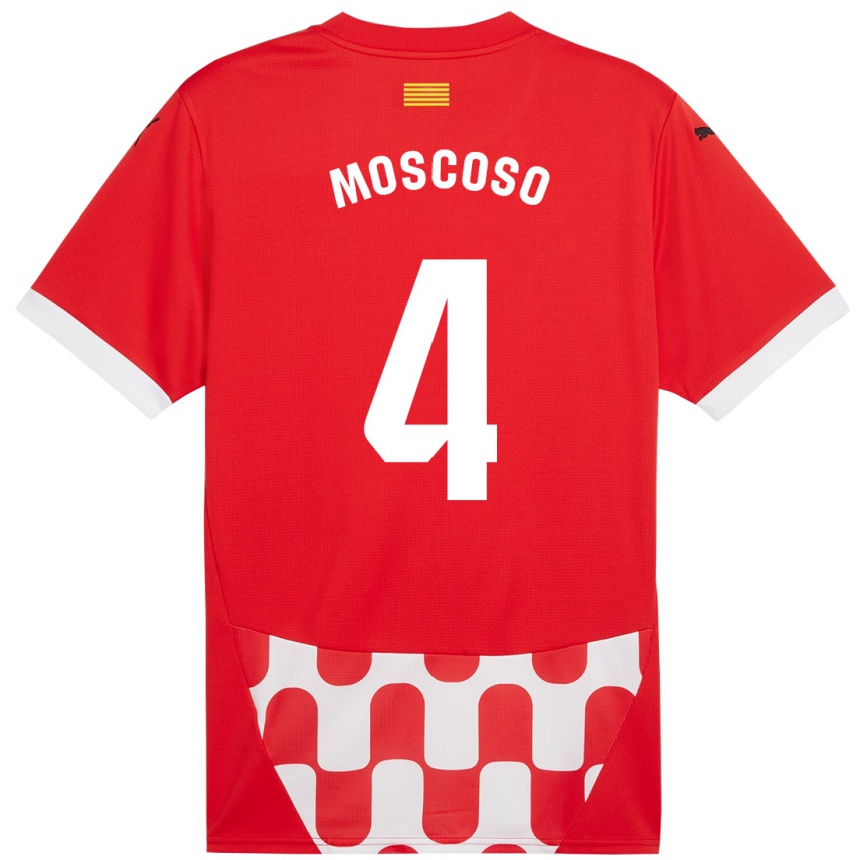 Kinder Fußball Miriam Moscoso #4 Rot Weiß Heimtrikot Trikot 2024/25 T-Shirt Luxemburg