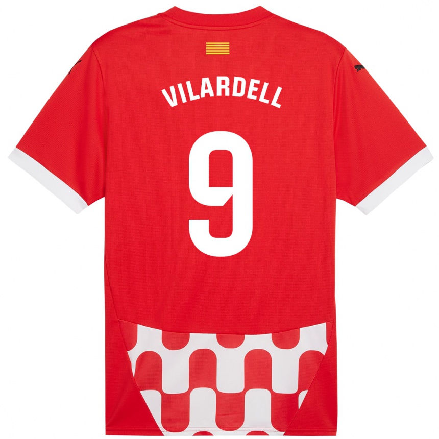 Kinder Fußball Júlia Vilardell #9 Rot Weiß Heimtrikot Trikot 2024/25 T-Shirt Luxemburg