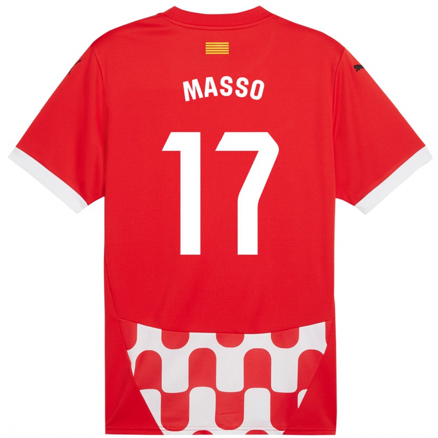 Kinder Fußball Ainoa Massó #17 Rot Weiß Heimtrikot Trikot 2024/25 T-Shirt Luxemburg