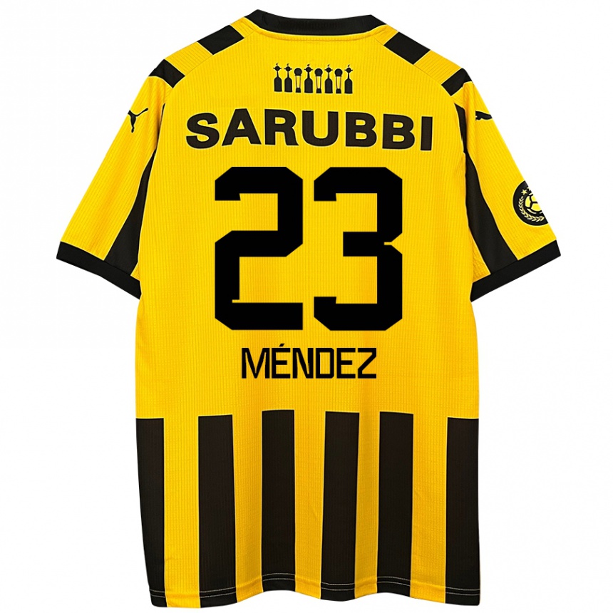 Kinder Fußball Javier Méndez #23 Gelb Schwarz Heimtrikot Trikot 2024/25 T-Shirt Luxemburg