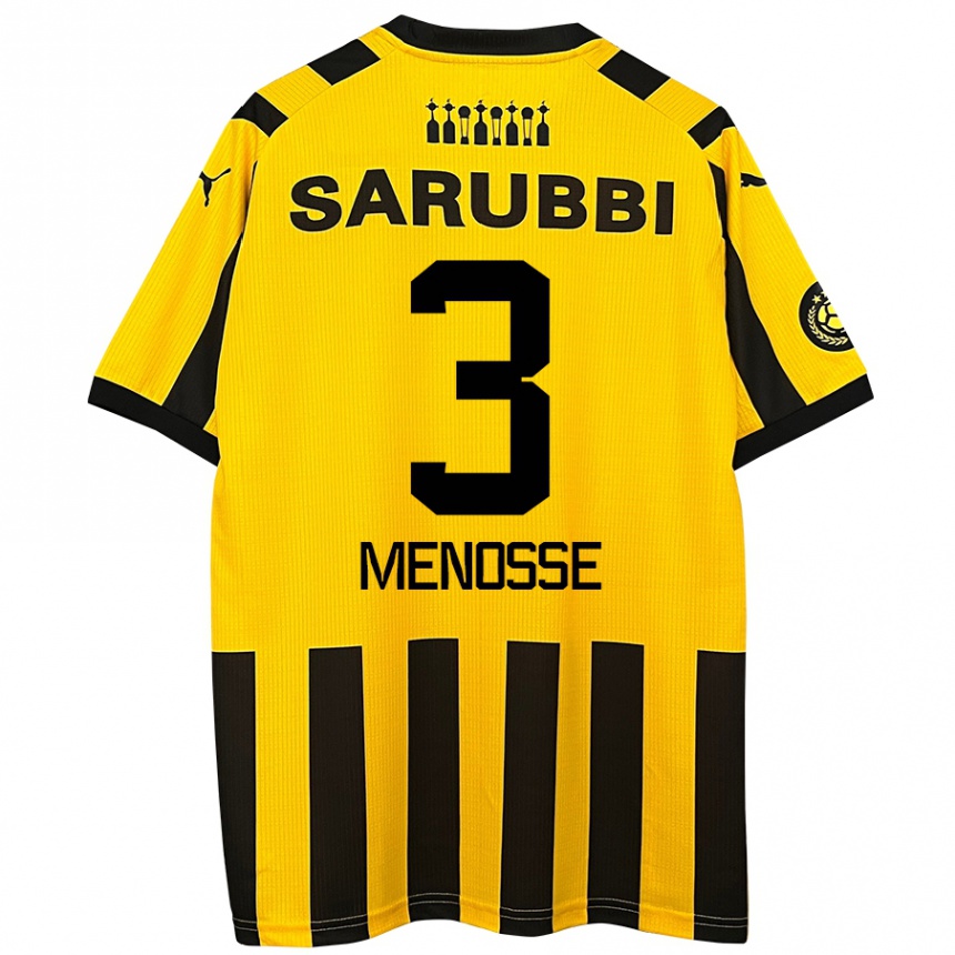 Kinder Fußball Hernán Menosse #3 Gelb Schwarz Heimtrikot Trikot 2024/25 T-Shirt Luxemburg