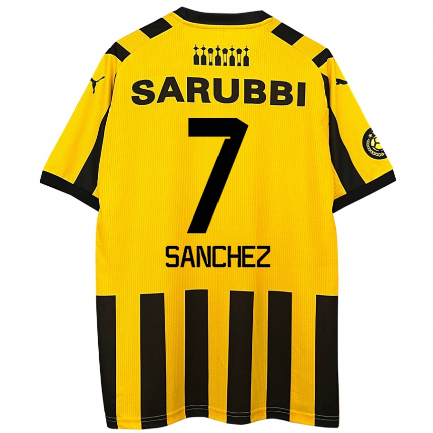 Kinder Fußball Carlos Sánchez #7 Gelb Schwarz Heimtrikot Trikot 2024/25 T-Shirt Luxemburg