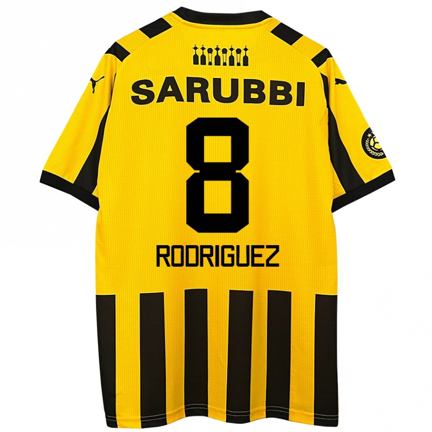 Kinder Fußball Sebastián Rodríguez #8 Gelb Schwarz Heimtrikot Trikot 2024/25 T-Shirt Luxemburg