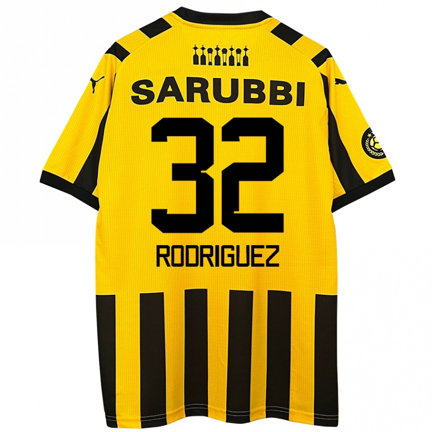 Kinder Fußball Randall Rodríguez #32 Gelb Schwarz Heimtrikot Trikot 2024/25 T-Shirt Luxemburg