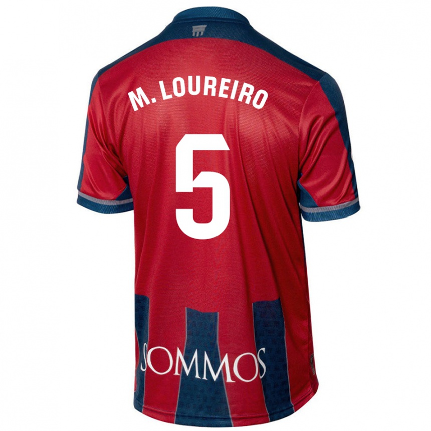 Kinder Fußball Miguel Loureiro #5 Rot Blau Heimtrikot Trikot 2024/25 T-Shirt Luxemburg